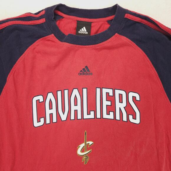 Adidas Cleveland Cavaliers Graphic Long Sleeve Basketball Shirt Mens Size L Red - Picture 1 of 9